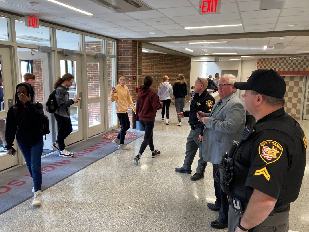 image of students performing an emergency evacuation drill at school